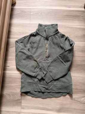 lululemon athletica Olive Green Half-Zip Pullover Sweater. Oversized